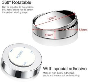 2 pcs Blind Spot Mirrors 2 Round HD Glass Convex 360° Wide Angle Side Rear View Mirror with ABS Housing for Cars SUV and Trucks Silver Pack of 2