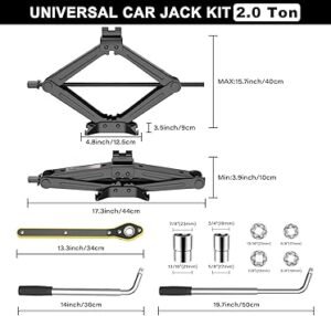 IMAYCC Car Jack Kit Scissor Jack for Car 2 Ton (4409 lbs) Tire Jack Repair KitSpare Tire Changing Kit with Lug WrenchEmergency Kit for VehicleAutoSUVMPV