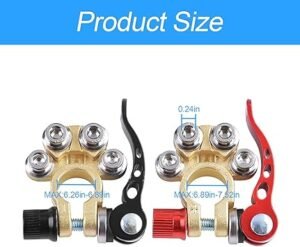 Car Battery Terminal Connectors 2 Pcs 4 Way Quick Release Disconnect Car Battery Terminal for SAEJIS Type A Posts Compatible With Cars Vans Trucks and More