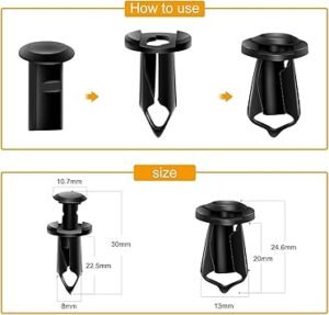 GOOACC GRC70 35PCS Engine Under Cover Splash Shield Guard Body Bolts Bumper Fender Liner Push Retainer Fastener Rivet Clips black