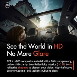 Upgraded 15 Ceramic Window Tint Car for Family 99.7 UV 96 IR Sun Heat Blocking HD One Way Privacy Window Film Anti Glare Scratch Safety Tint for Glass Adhesive Film Easy Install 20in x 10M