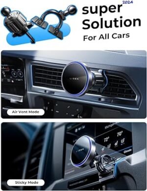 LISEN for 15W MagSafe Car Mount ChargerMagnetic Wireless Car Charger for iPhone 16 Pro Max AccessoriesMagnetic Phone Holder for iPhone 16e 15 14 13 12Samsung with MagSafeGifts for Men Women