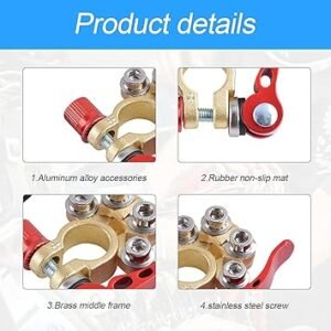Car Battery Terminal Connectors 2 Pcs 4 Way Quick Release Disconnect Car Battery Terminal for SAEJIS Type A Posts Compatible With Cars Vans Trucks and More