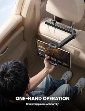 Lamicall Car Headrest Tablet Holder 3 in 1 Extension Arm Adjustable Tablet Car Mount for Back Seat Road Trip Essentials for Kids for 4.711 Device Like iPad Pro Air Mini Galaxy Fire Black