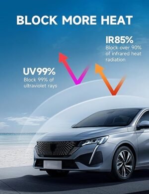 Window Tint Car Automotive Privacy Protection Nano Ceramic Car Window Tint 2Mil Thick DIY Installation UVR 99 Heat UV Block or Professional Application (20 VLT) 6.096 m x 3.048 m