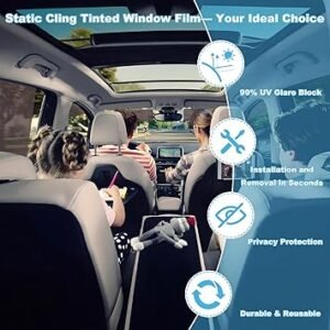 XCBYT Static Cling Car Window Shades 6PCS Sun Blocker for Car Windows Baby Reusable Side Window Sun Shade for Drivers Removable Window Tint for Cars Trucks RVs