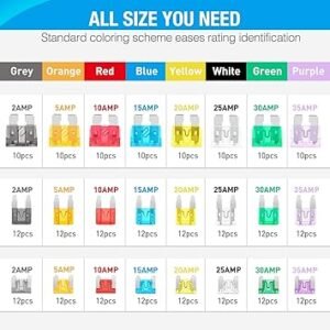 Nilight 50019R 272pcs Standard Mini Low Profile Mini Blade Fuse Assortment 2A 5A 10A 15A 20A 25A 30A 35A Replacement Fuses for Car Boat Truck SUV Automotive