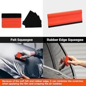 ValueMax Window Tint Kit 10PCS Car Vinyl Wrap Tools Protective Film Installation Set Including Rubber Vinyl Squeegees Felt Squeegees Safety Cutter Knife Utility Knife with Blades