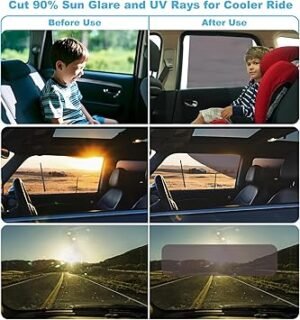 XCBYT Static Cling Car Window Shades 6PCS Sun Blocker for Car Windows Baby Reusable Side Window Sun Shade for Drivers Removable Window Tint for Cars Trucks RVs