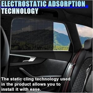 4PCS Car Side Window Sunshade Block UV Rays Privacy Protector Car Static Cling Film Sticker Reusable Washable Auto Shade Stickers for Heat Glare Protection Window Film for Most Cars