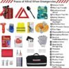 Car Emergency Roadside Tool Kit with Jumper Cable ShovelAuto Truck Vehicle Assistant Safety Kit Bag for Men Women with First Aid Kit Winter Basic Automobile Road Side Kit