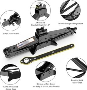 71qt025qrOL._AC_SY355_.jpg IMAYCC Car Jack Kit Scissor Jack for Car 2 Ton (4409 lbs) Tire Jack Repair KitSpare Tire Changing Kit with Lug WrenchEmergency Kit for VehicleAutoSUVMPV