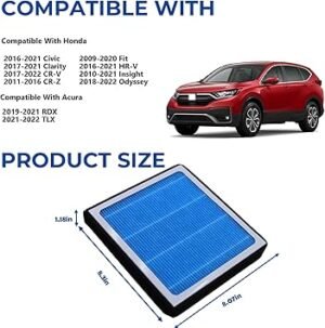 CF11182 Cabin Air Filter With Honda CivicClarityCRV CRVCRZ CRZFitHRV HRVInsightOdyssey Acura RDXTLX 2016 2017 2018 2019 2020 2021 2022 2023 2024 Activated Carbon Air Filters