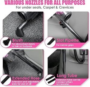 Viewsun 17pcs Car Cleaning Kit Pink Car Interior Detailing Kit with High Power Handheld Vacuum Detailing Brush Set Windshield Cleaner Cleaning Gel Complete Auto Accessories for Women Gift