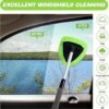 Baderke 8 Pcs Car Window Cleaner Kit Include Windshield Cleaning Tool with Extendable Handle 5 Microfiber Bonnets 1 Car Ventilation Brush 1 Empty 50ml Spray Bottle Glass Wiper Kit(Sage Green19 cm)