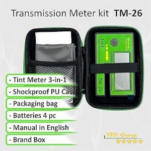 Digital Car Window Tint m TM26 Side Window Tint Sun Control Film VLUVIR Transmittance Detection Tester m Gauge (with PU Case)