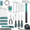 Cartman 148 Piece Automotive and Household Tool Set Perfect for Car Enthusiasts and DIY Home Repairs Green