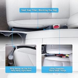 Car Seat Gap Filler Set of 2 Soft Foam Multifunctional Seat Side Gap Filler with Organizer Hook Function 3in1 Gap Stopper Universal Fit Car SUV Truck Fill The Gap Between Seat Console