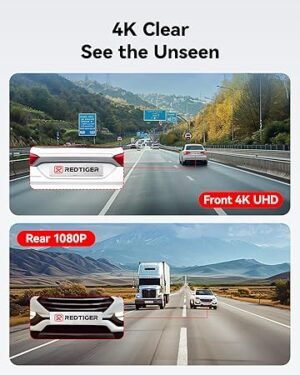 REDTIGER Dash Cam Front Rear 4K2.5K Full HD Dash Camera for Cars Included 32GB Card Builtin WiFi GPS 3.16” IPS Screen Night Vision 170°Wide Angle WDR 24H Parking Mode(F7NP)