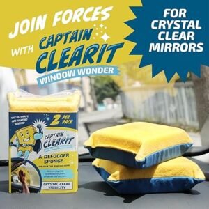 Sponge Window Cleaner Tool for Car Windshield Mirrors Glass NonScratch Super Absorbent Window Cleaning Sponges Car Cleaning Supplies 2Pack 6 X 4.5 X 2 in