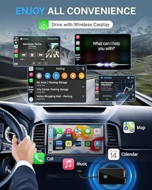 Wireless CarPlay Adapter for Apple iPhone (2024 Upgraded) MultiUser Seamless Connection for Convert Wired to Wireless Car Play Adapter No Latency from iOS 10+ to Screen wUSB C (Gray)