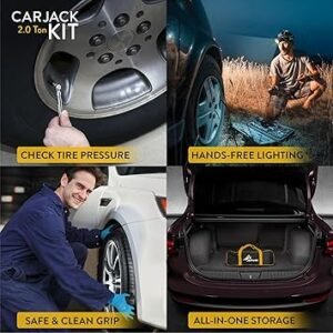 Car Jack Kit | Scissor Jack for Car 2 Ton (4400 lbs) Tire Jack Tool Kit | Portable Ideal for SUV and Auto Universal Kit with Lug Wrench | Heavy Duty Material