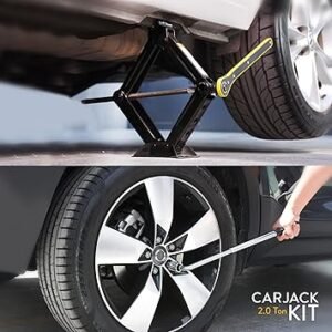 Car Jack Kit | Scissor Jack for Car 2 Ton (4400 lbs) Tire Jack Tool Kit | Portable Ideal for SUV and Auto Universal Kit with Lug Wrench | Heavy Duty Material